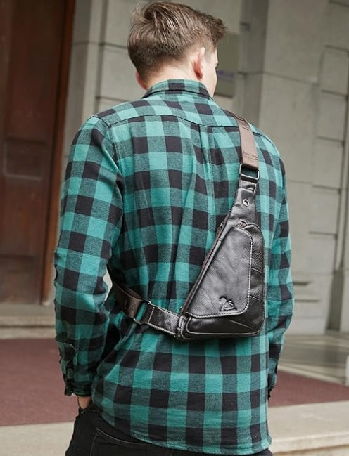 Genuine Leather sling bag for men women