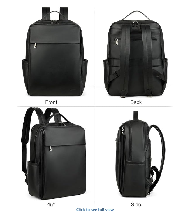 MASINTOR 15.6 inch PU Leather Laptop Backpack Purse