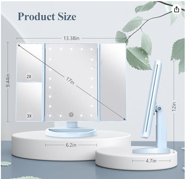 Makeup Mirror, Vanity Mirror with Lights, 2X/3X/10X Magnification