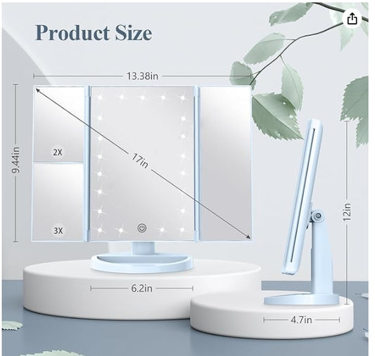 Makeup Mirror, Vanity Mirror with Lights, 2X/3X/10X Magnification
