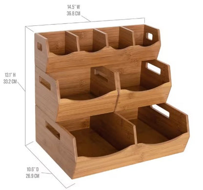 4-Piece Set Bamboo Stackable Bin Countertop Pantry Organizer