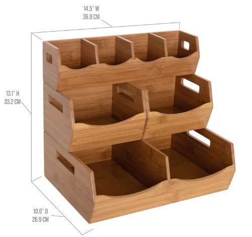 4-Piece Set Bamboo Stackable Bin Countertop Pantry Organizer