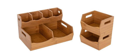 4-Piece Set Bamboo Stackable Bin Countertop Pantry Organizer