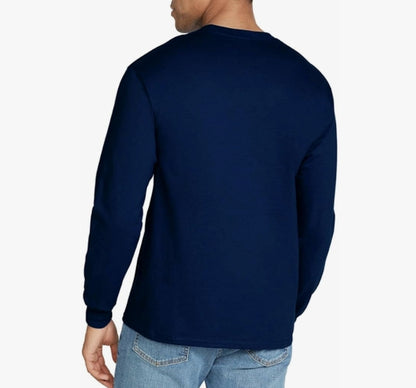 Gildan Adult LARGE Ultra Cotton Long Sleeve T-Shirt Style NAVY