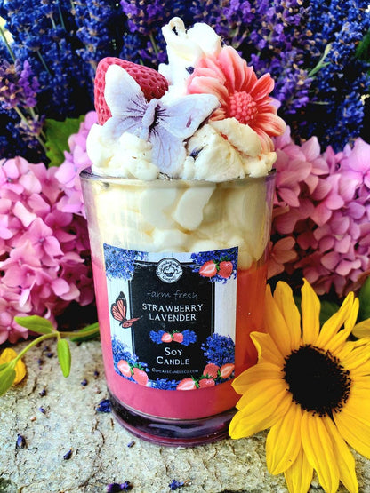 Farm Fresh Sequim Lavender Strawberry Dessert Drink Candle