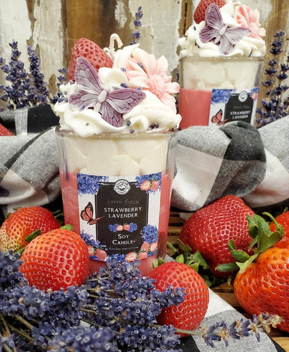 Farm Fresh Sequim Lavender Strawberry Dessert Drink Candle